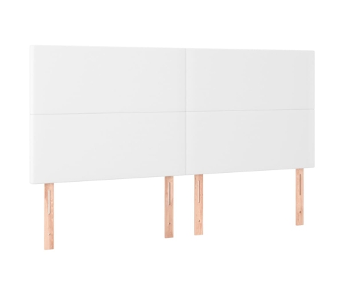 Cama box spring colchón y LED cuero sintético blanco 180x200 cm