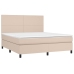 Cama box spring colchón LED cuero sintético capuchino 180x200cm