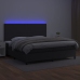 Cama box spring colchón y LED cuero sintético negro 200x200 cm