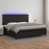 Cama box spring colchón y LED cuero sintético negro 200x200 cm