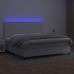 Cama box spring colchón y LED cuero sintético blanco 200x200 cm