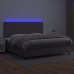 Cama box spring colchón y LED cuero sintético gris 200x200 cm