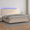 Cama box spring colchón LED cuero sintético capuchino 200x200cm