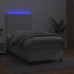 Cama box spring y colchón LED cuero sintético blanco 80x200 cm