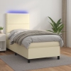 vidaXL Cama box spring y colchón LED cuero sintético crema 80x200 cm