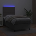 Cama box spring y colchón LED cuero sintético gris 80x200 cm