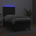 Cama box spring y colchón LED cuero sintético negro 90x190 cm