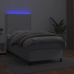 Cama box spring y colchón LED cuero sintético blanco 90x190 cm