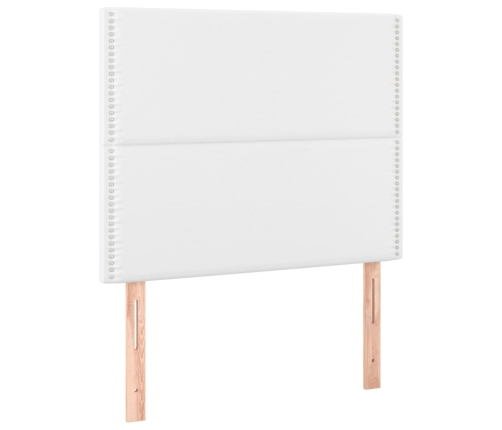 Cama box spring y colchón LED cuero sintético blanco 90x190 cm