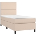 Cama box spring colchón LED cuero sintético capuchino 90x190 cm