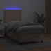 Cama box spring colchón LED cuero sintético capuchino 90x190 cm