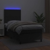 Cama box spring colchón y LED cuero sintético negro 100x200 cm