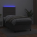 Cama box spring colchón y LED cuero sintético gris 100x200 cm