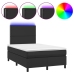 Cama box spring colchón y LED cuero sintético negro 120x200 cm