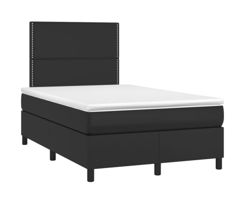 Cama box spring colchón y LED cuero sintético negro 120x200 cm