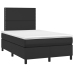 Cama box spring colchón y LED cuero sintético negro 120x200 cm