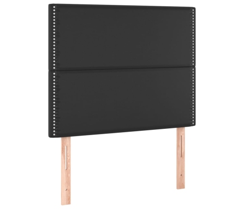 Cama box spring colchón y LED cuero sintético negro 120x200 cm