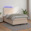 Cama box spring colchón LED cuero sintético capuchino 120x200cm