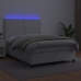 Cama box spring colchón y LED cuero sintético blanco 140x190 cm