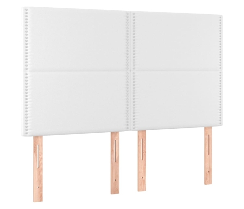 Cama box spring colchón y LED cuero sintético blanco 140x190 cm