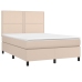 Cama box spring colchón LED cuero sintético capuchino 140x190cm