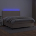 Cama box spring colchón LED cuero sintético capuchino 140x190cm