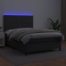 Cama box spring colchón y LED cuero sintético negro 140x200 cm