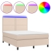 Cama box spring colchón LED cuero sintético capuchino 140x200cm