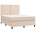 Cama box spring colchón LED cuero sintético capuchino 140x200cm