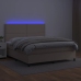Cama box spring colchón LED cuero sintético capuchino 140x200cm