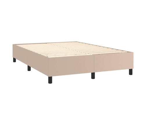 Cama box spring colchón LED cuero sintético capuchino 140x200cm