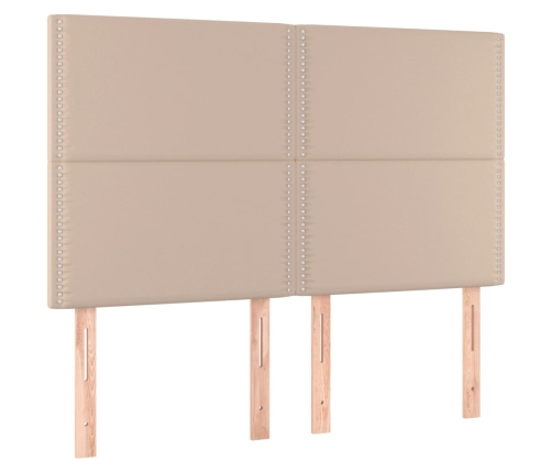 Cama box spring colchón LED cuero sintético capuchino 140x200cm