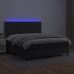 Cama box spring colchón y LED cuero sintético negro 160x200 cm