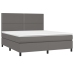 Cama box spring colchón y LED cuero sintético gris 180x200 cm