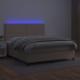 Cama box spring colchón LED cuero sintético capuchino 180x200cm