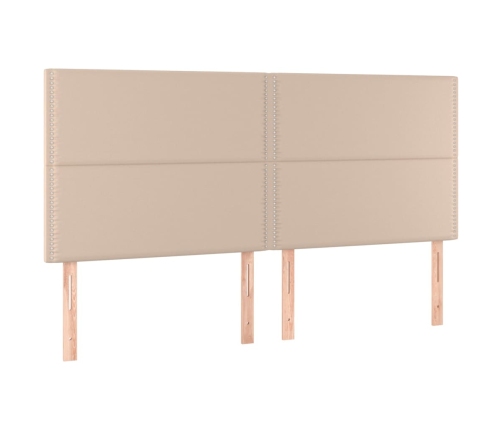 Cama box spring colchón LED cuero sintético capuchino 180x200cm