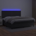 Cama box spring colchón y LED cuero sintético negro 200x200 cm