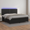 Cama box spring colchón y LED cuero sintético negro 200x200 cm