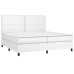 Cama box spring colchón y LED cuero sintético blanco 200x200 cm