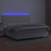 Cama box spring colchón y LED cuero sintético blanco 200x200 cm