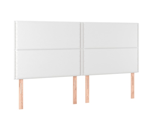 Cama box spring colchón y LED cuero sintético blanco 200x200 cm