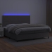 Cama box spring colchón y LED cuero sintético gris 200x200 cm