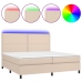 Cama box spring colchón LED cuero sintético capuchino 200x200cm