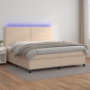 Cama box spring colchón LED cuero sintético capuchino 200x200cm