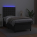 Cama box spring y colchón LED cuero sintético negro 80x200 cm