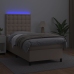 Cama box spring colchón LED cuero sintético capuchino 80x200 cm