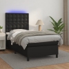 Cama box spring y colchón LED cuero sintético negro 90x190 cm