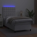 Cama box spring y colchón LED cuero sintético blanco 90x190 cm