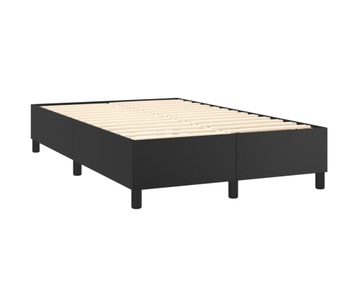 Cama box spring colchón y LED cuero sintético negro 120x200 cm