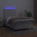 Cama box spring colchón y LED cuero sintético blanco 120x200 cm